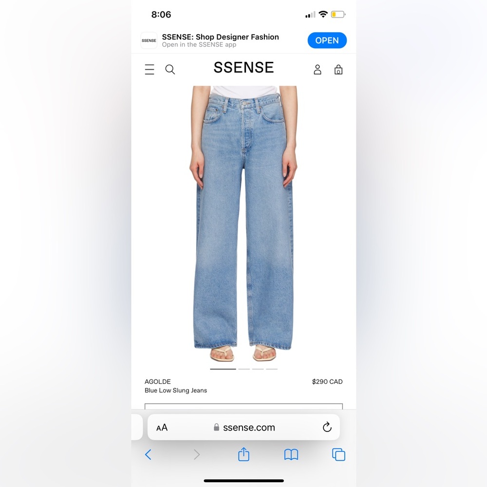 Agolde Low Slung Baggy Size 27